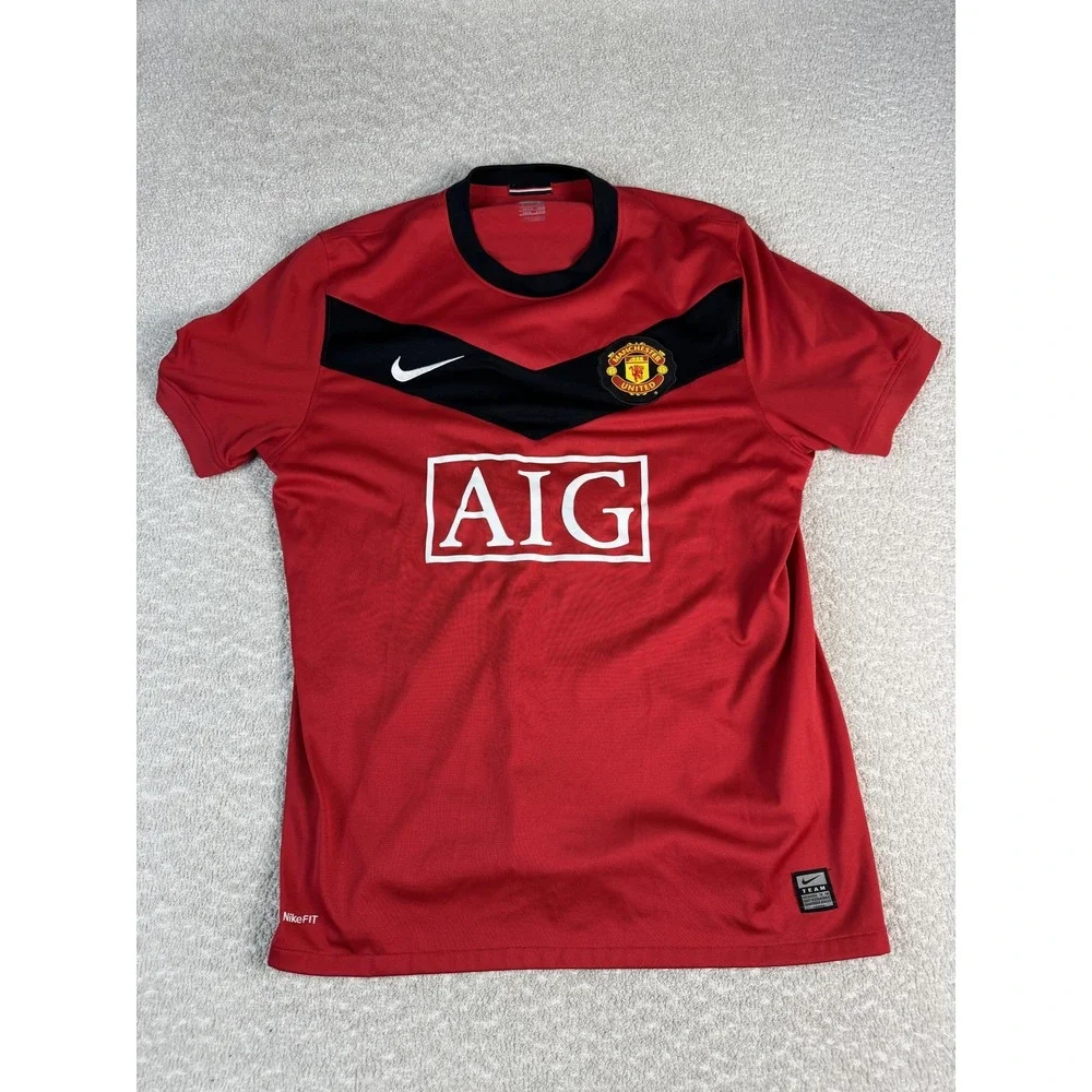 Manchester United Shirt Mens Large Red Soccer Jersey Nike AIG Premier‎ League